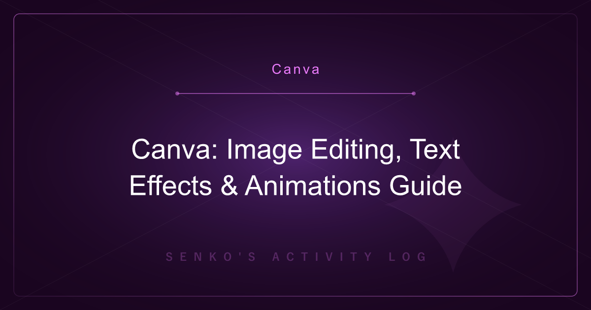 Canva: Image Editing, Text Effects & Animations Guide