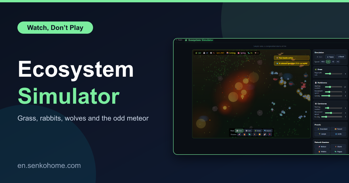 Ecosystem Simulator: A Food Chain You Can Poke With a Meteor